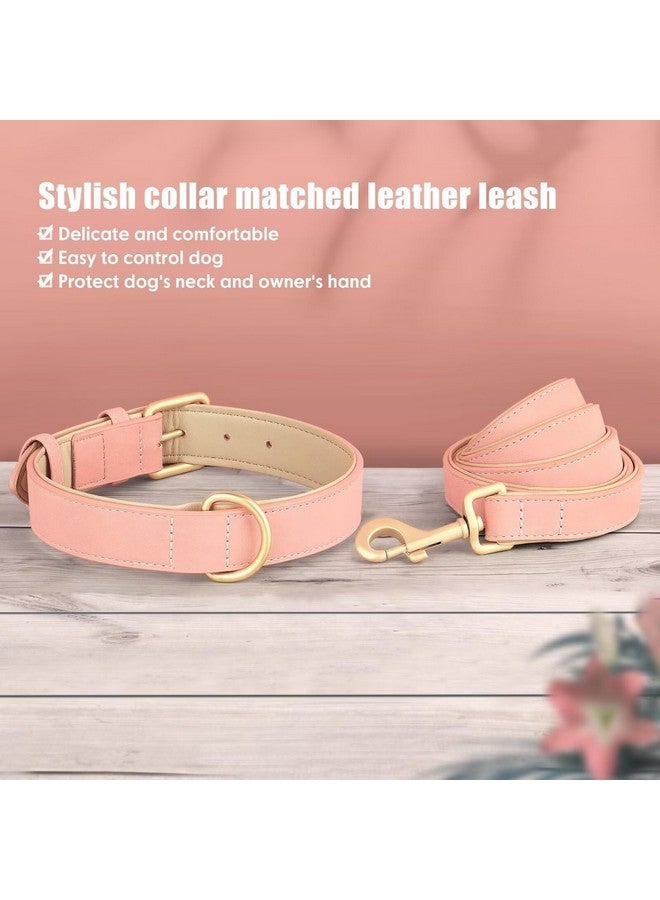 Beirui Soft Padded Leather Dog Collar and Leash Set, Heavy Duty Dog Leash and Collar Set with Metal Buckle, Breathable Dog Collars with 4FT Leather Dog Leash for Large Dogs(Pink, Neck 16-21") - Image 4