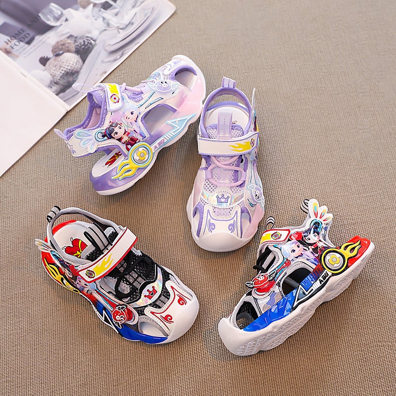 Nezha Boys' Sandals Stylish Light-Up Summer Soft-Soled Children'S Sports Beach Sandals Boys' Non-Slip - Image 5