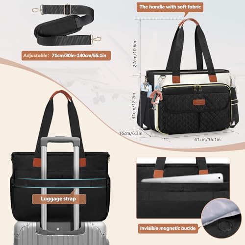 RAINSMORE Teacher Tote Bag for Women Work Bags 15.6 Inch Laptop Tote Bag with Large Cup Holder Nurse Bag Computer Handbag - Image 5