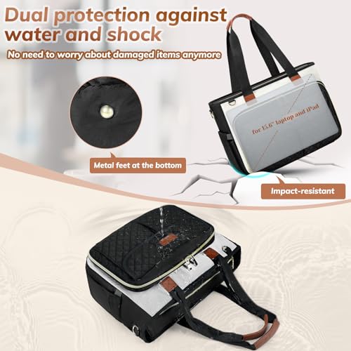 RAINSMORE Teacher Tote Bag for Women Work Bags 15.6 Inch Laptop Tote Bag with Large Cup Holder Nurse Bag Computer Handbag - Image 4
