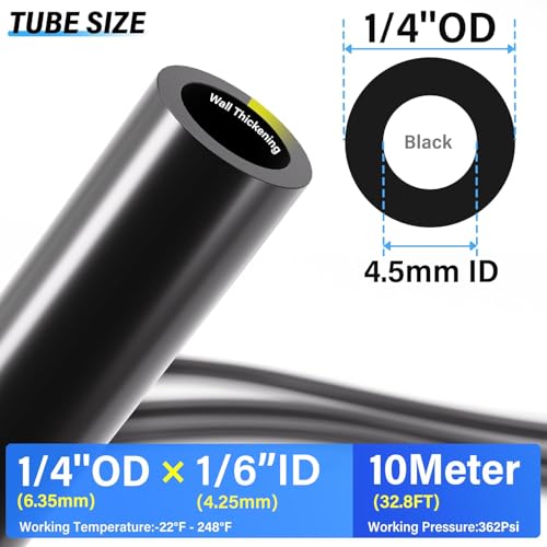 TAILONZ PNEUMATIC Air Line DOT 1/4 inch od Black Pneumatic Nylon Tube 32.8ft Air Brake Tubing Nylon Hose - Image 2