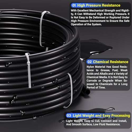 TAILONZ PNEUMATIC Air Line DOT 1/4 inch od Black Pneumatic Nylon Tube 32.8ft Air Brake Tubing Nylon Hose - Image 4