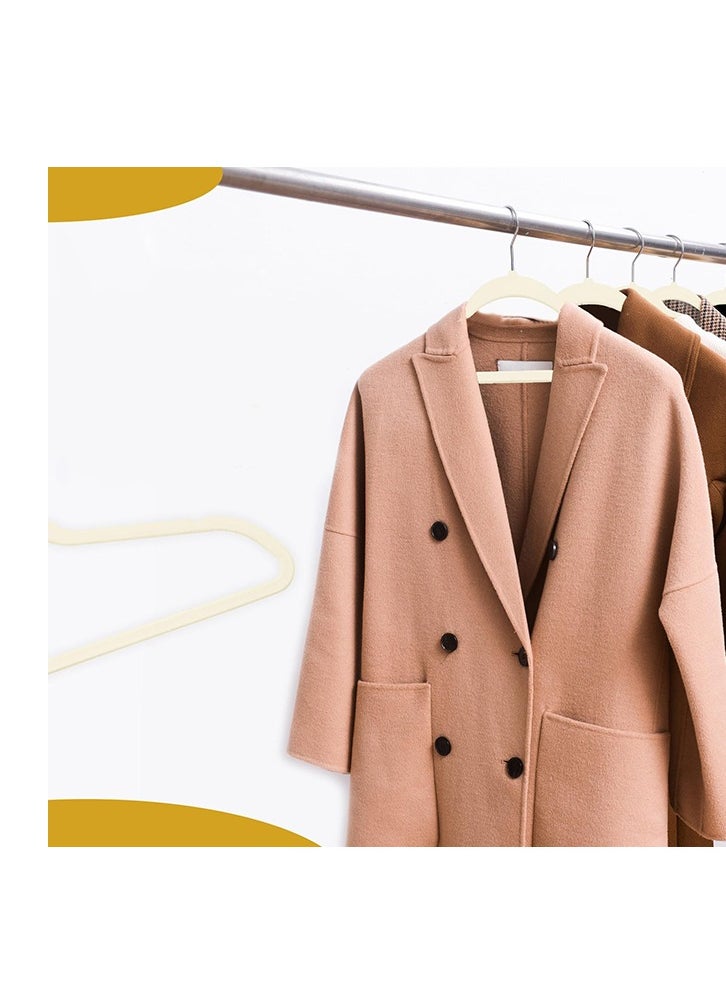 100 Beige High-Quality Velvet Hangers, Non-Slip Flocking Hangers, Sturdy Hangers, 360° Rotatable Hooks, Heavy-Duty and Durable Thin Hangers, Saving Wardrobe Space