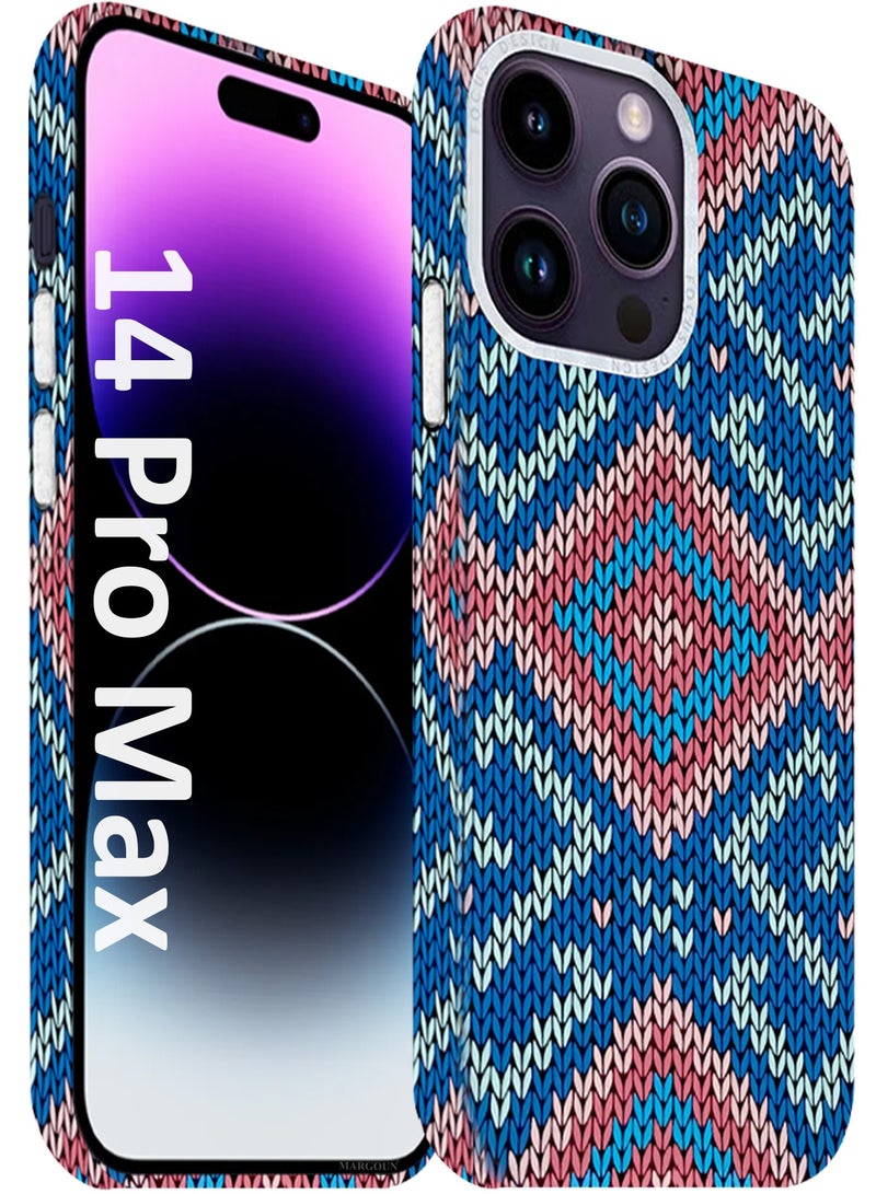 CATANES Ultra-Slim Woven Pattern Case Cover for iPhone 14 Pro Max - MagSafe Compatible - Lightweight Protective Back Case - Geometric Diamond Design - Image 1