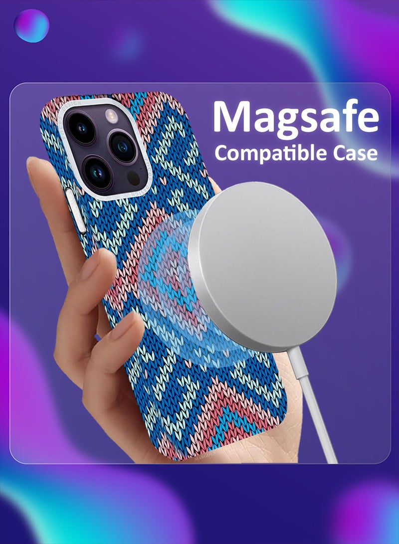 CATANES Ultra-Slim Woven Pattern Case Cover for iPhone 14 Pro Max - MagSafe Compatible - Lightweight Protective Back Case - Geometric Diamond Design - Image 3