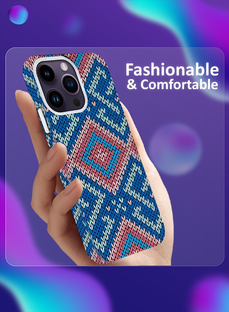 CATANES Ultra-Slim Woven Pattern Case Cover for iPhone 14 Pro Max - MagSafe Compatible - Lightweight Protective Back Case - Geometric Diamond Design - Image 4