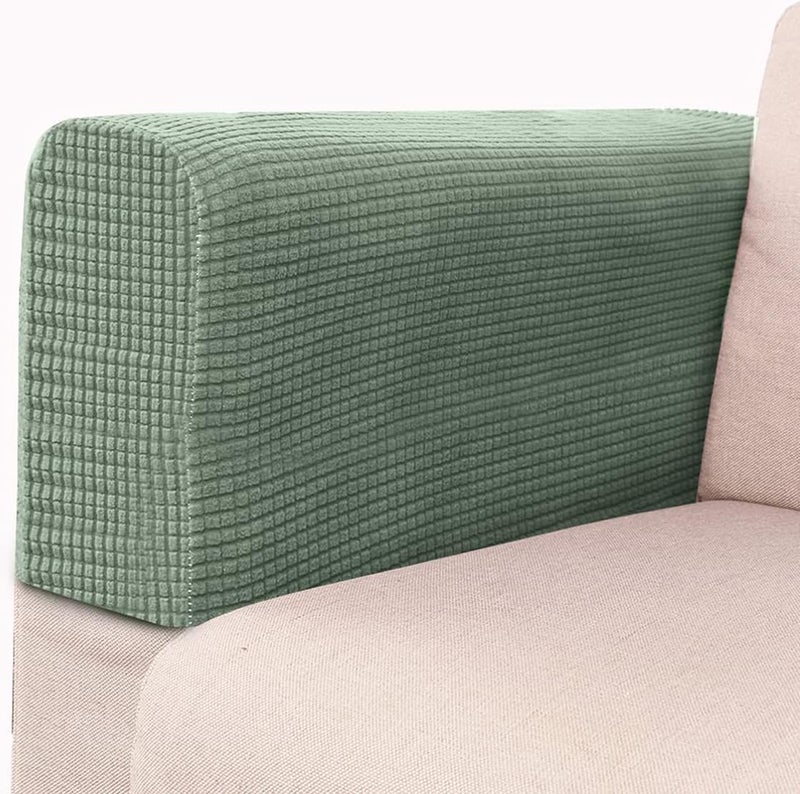 comfrt 2pcs Sofa Armrest Covers Anti- Slip Stretch Couch Armrest Covers Furniture Armrest Armchair Protector Slipcovers Arm Guard Sleeve for Chairs Recliner Dogs Cats Pets Cloth E - Image 3