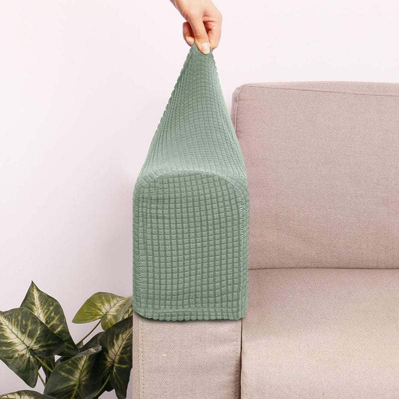 comfrt 2pcs Sofa Armrest Covers Anti- Slip Stretch Couch Armrest Covers Furniture Armrest Armchair Protector Slipcovers Arm Guard Sleeve for Chairs Recliner Dogs Cats Pets Cloth E - Image 2