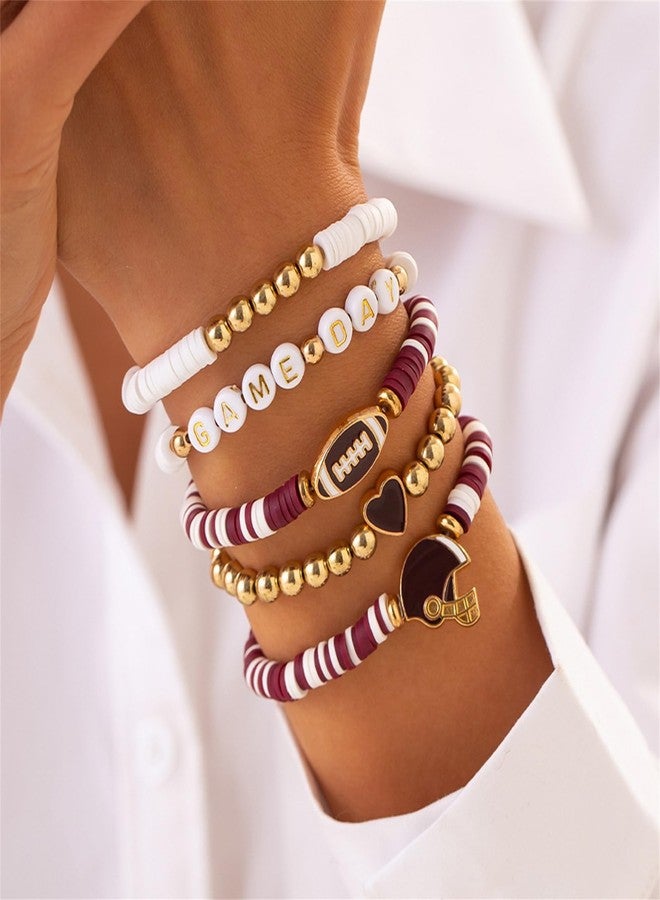 سوار RLHRNDE لكرة القدم بتصميم مميز، مناسب للرجال والنساء، سوار رياضي أنيق قابل للتكديس، سوار مطاطي متعدد الطبقات، مثالي لمحبي كرة القدم، إكسسوارات للصداقة، ملابس، هدايا مجوهرات للعطلات (بني) - Image 2