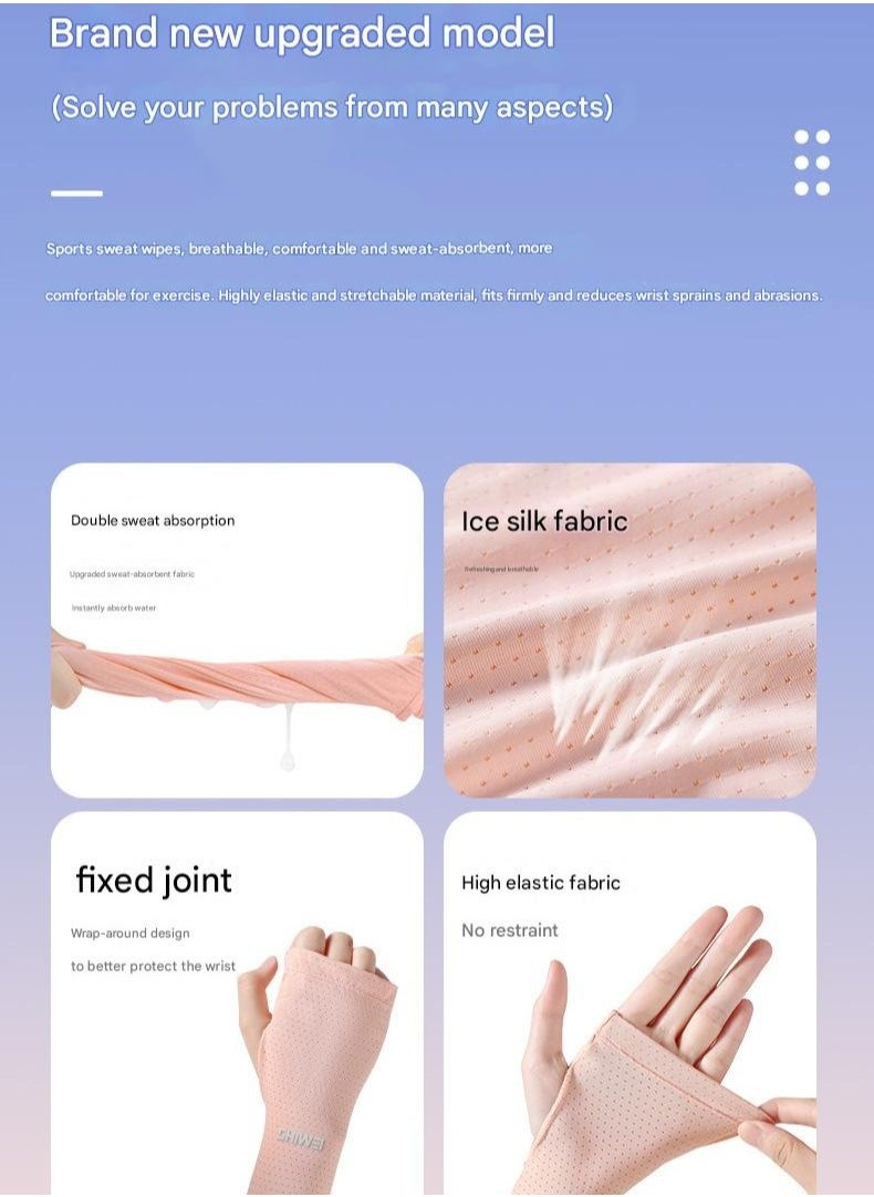 Generic - Cold Feeling Sports Wristband With Sweat Wiping Wrist Towel For Women Twisted Wrist Badminton Basketball Wristband Fitness Ice Silk    S - Image 1