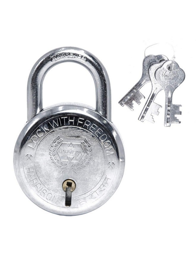 Harrison Padlocks/Round Padlock 50mm 6 Lever with 3 Keys T-26LITE-0533 / Mild Steel Material/Bright Chrome Polished Finish/Door Lock, Shutter Lock, Godown Lock, gate Lock - Pack of 2 - Image 2