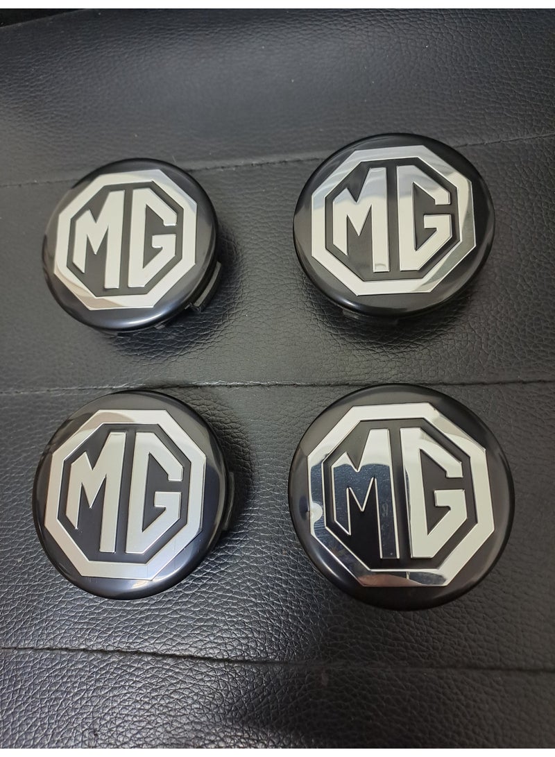 طبات جنوط مناسبه لجميع انواع سيارات MG لون اسود x فضي . الطقم 4 قطع
