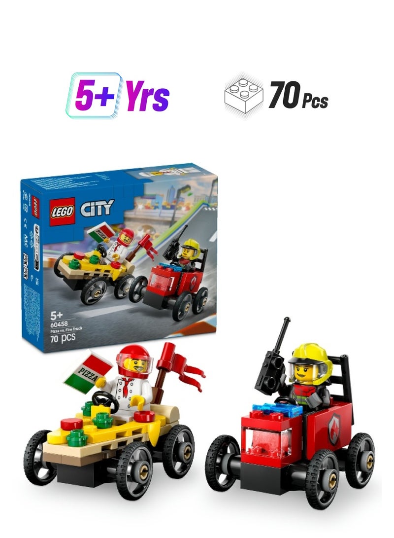 LEGO مجموعة بناء LEGO City سباق بيتزا ضد شاحنة الإطفاء 60458 (70 قطعة) - Image 1