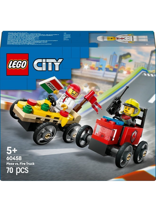 LEGO مجموعة بناء LEGO City سباق بيتزا ضد شاحنة الإطفاء 60458 (70 قطعة) - Image 2