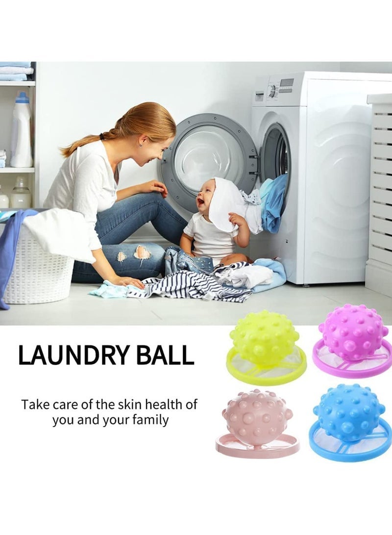 Captaintech 4 PC Flower-Type Washing Machine Floating Lint Mesh Bag Hair Filter Net Pouch, Floating pet Fur Catcher，Floating Washing Machine Filter Washer Lint Trap (spherical)  - Image 3