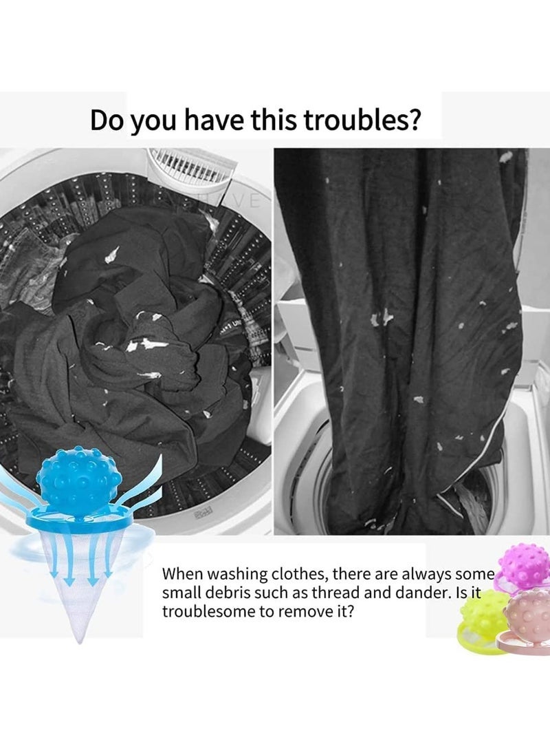Captaintech 4 PC Flower-Type Washing Machine Floating Lint Mesh Bag Hair Filter Net Pouch, Floating pet Fur Catcher，Floating Washing Machine Filter Washer Lint Trap (spherical)  - Image 4
