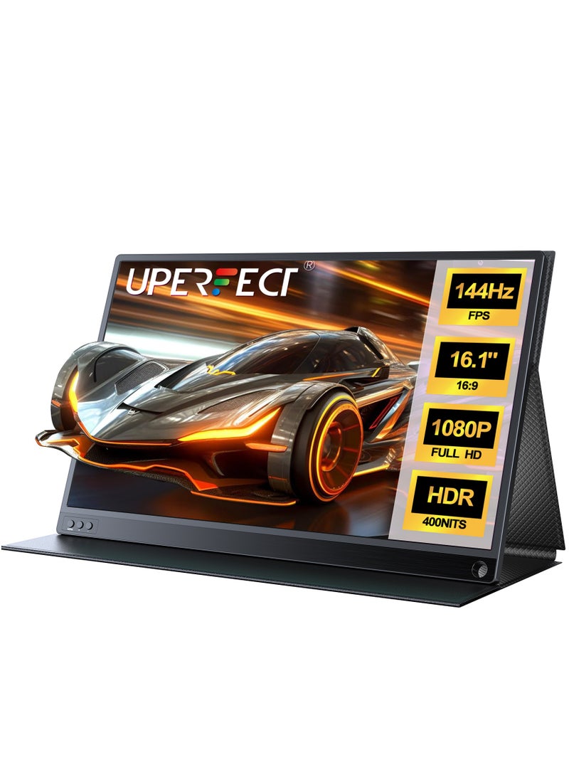 UPERFECT Portable Monitor 16.1 Inch 144 Hz Gaming Monitor 1920 × 1080 FHD IPS USB C & Mini HDMI Port Second Screen for Laptop/Phone/Game Console, VESA Mountable - Image 1