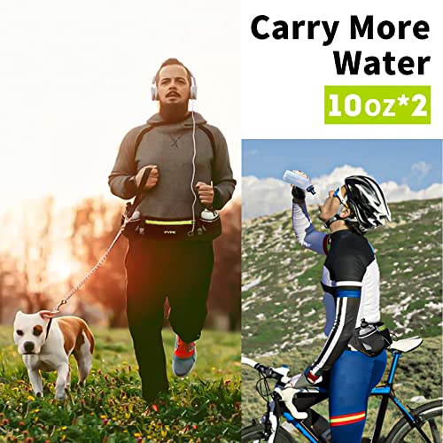 PYFK Running Belt with Water Bottles, Hydration Belt for Men and Women, Water Bottle Holder Running Pouch Water Belt, Fanny Pack Fits 7 inches Phones, Waist pack for Runner Jogging (green) - Image 2