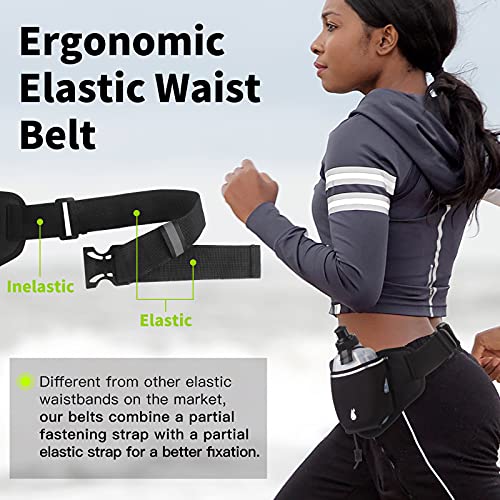 PYFK Running Belt with Water Bottles, Hydration Belt for Men and Women, Water Bottle Holder Running Pouch Water Belt, Fanny Pack Fits 7 inches Phones, Waist pack for Runner Jogging (green) - Image 4