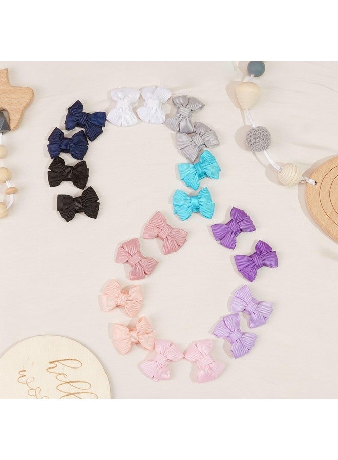 CÉLLOT 40pcs Baby Bows for Girls Mini Bow Snap Clip Baby Hair Clip Grosgrain Ribbon 1.3" Tiny Hair Bows Clips for Baby Girls Toddlers Infant Fine Thin Hair in Pairs - Image 5