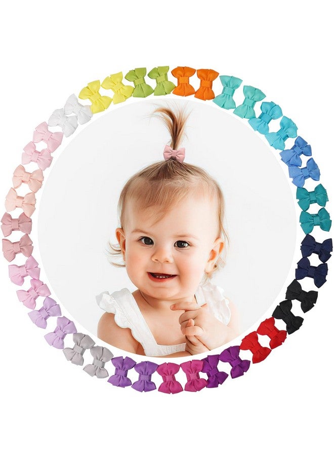 CÉLLOT 40pcs Baby Bows for Girls Mini Bow Snap Clip Baby Hair Clip Grosgrain Ribbon 1.3" Tiny Hair Bows Clips for Baby Girls Toddlers Infant Fine Thin Hair in Pairs - Image 1