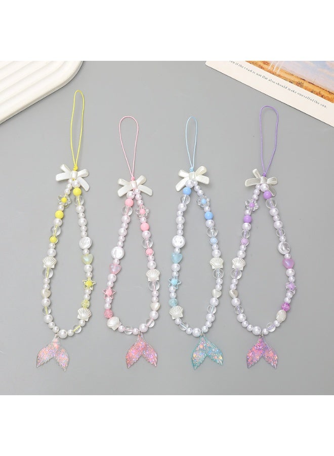 NIBEMINENT Phone Charm/ Chain Strap for Women Girls, Fishtail Pendant Cell Phone Case Lanyard Wrist Strap,K2421/Blue - Image 2