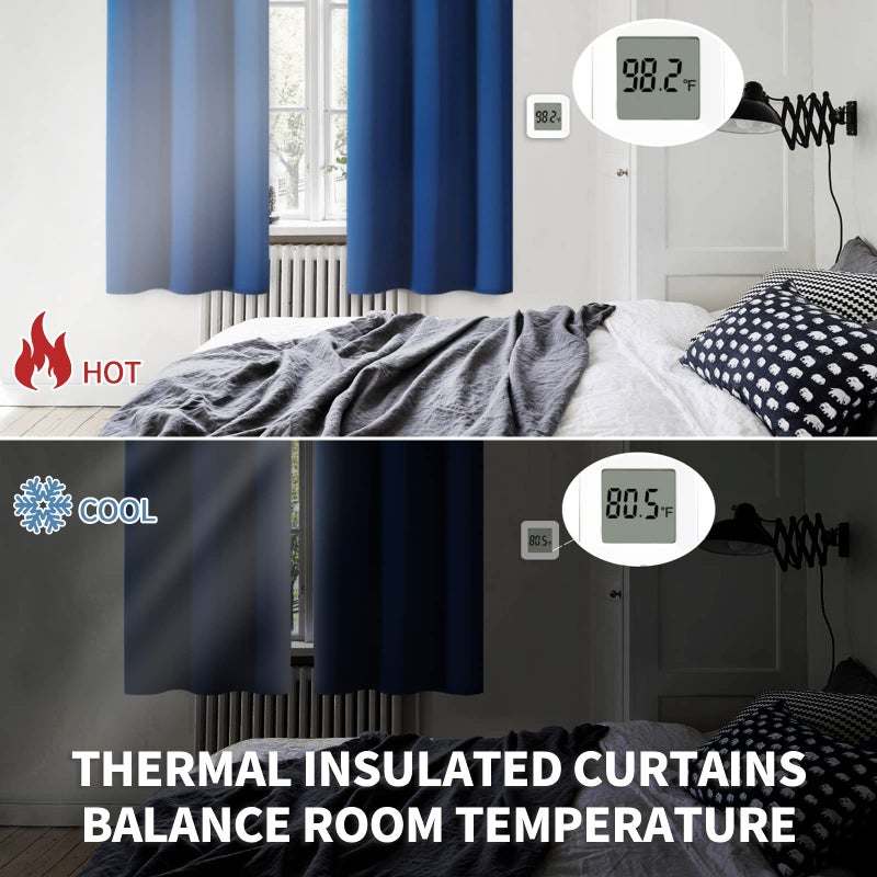 BGment Blackout Curtains 48 Inch Length - Short Thermal Insulated Darpes with Rod Pocket Privacy for Bedroom Living Room Windows, 2 Panels, Royal Blue, 42 X 48 Inch - Image 3