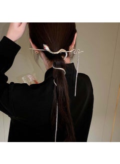 Silvery Snake Hair Sticks Hair Chopsticks Tassels Metal Distortion Vintage Punk Hairpin Headwear Hairstyle Hair Accessories for Women