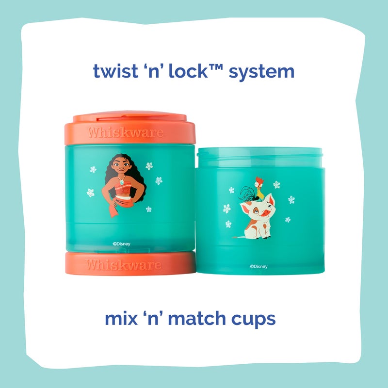 Whiskware Disney Princess Moana, Stackable Snack Containers for Kids, 3 Stackable Snack Cups for School or Travel, Formula and Cupholder Friendly, Moana and Pua - Image 2