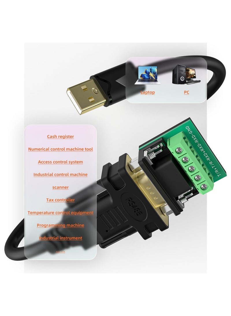 OIKWAN OIKWAN USB to RS485/RS422 Serial Port Converter Adapter Cable with FTDI Chip Supports Windows 11 10 8 7 XP Mac 6 Feet  - Image 2