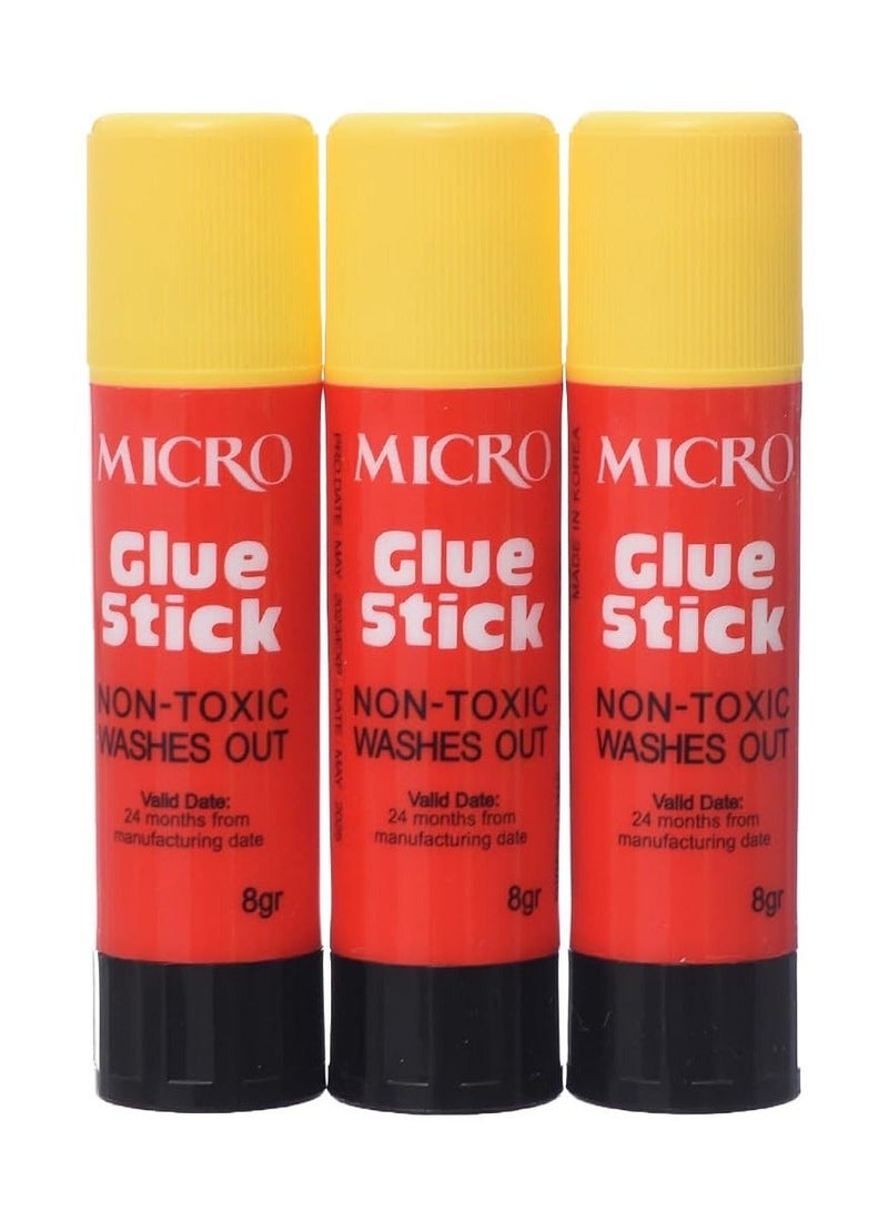 Micro High Quality Transparent Glue Stick, 8g, Pack of 3 - Image 1