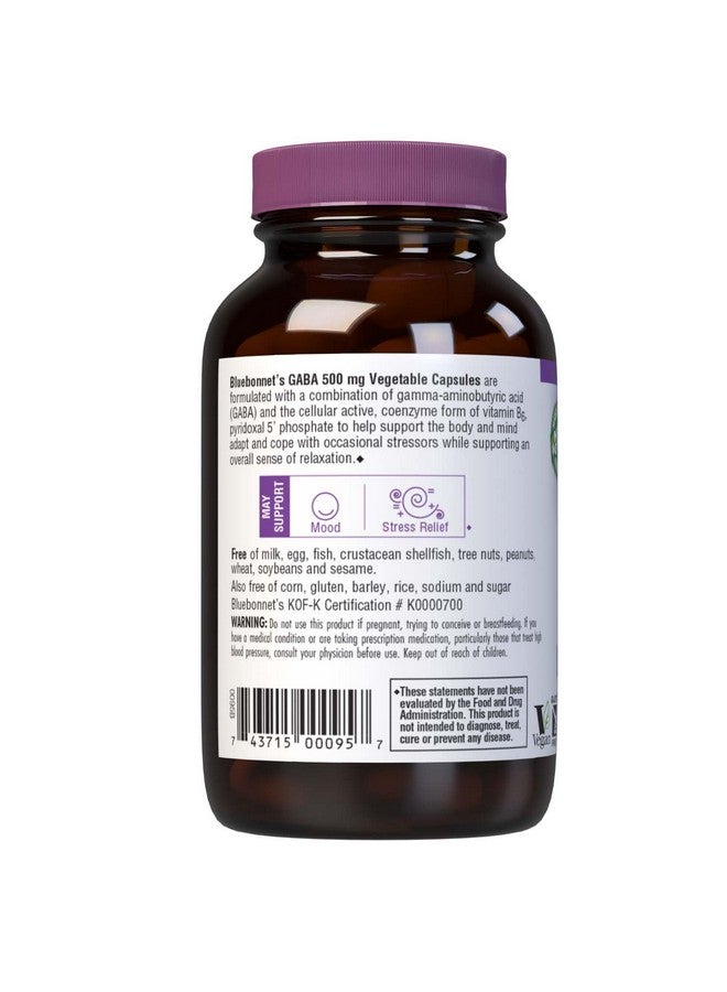 BlueBonnet Nutrition GABA 500mg, for Stress Relief*, Supports Relaxation*, Kosher, Vegan, Gluten-Free, Soy-Free, Non-GMO, 60 Count, 60 Servings - Image 3
