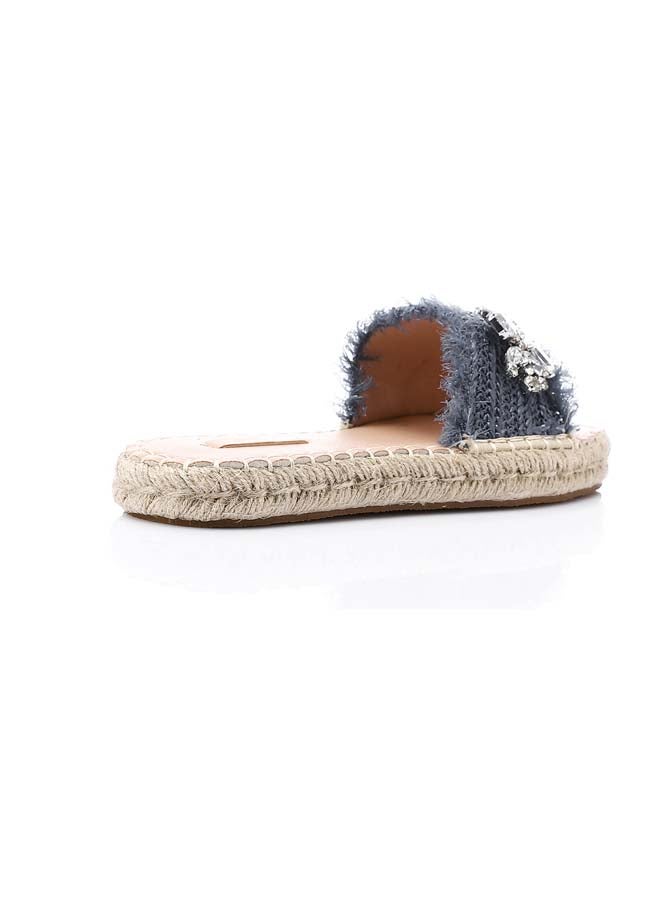 DejaVu Crystal Fringe Espadrille Slide - Navy Blue - Image 2