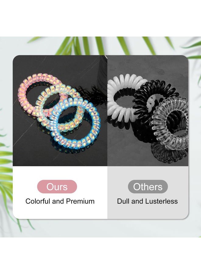 JessLab Spiral Hair Ties, 10 Pcs Traceless Phone Cord Hair Ties Plastic Coil Hair Ties Ponytail Holders No-Damage Hair Accessory for Girls Women Ladies, Color Assorted, Set 12  - Image 3