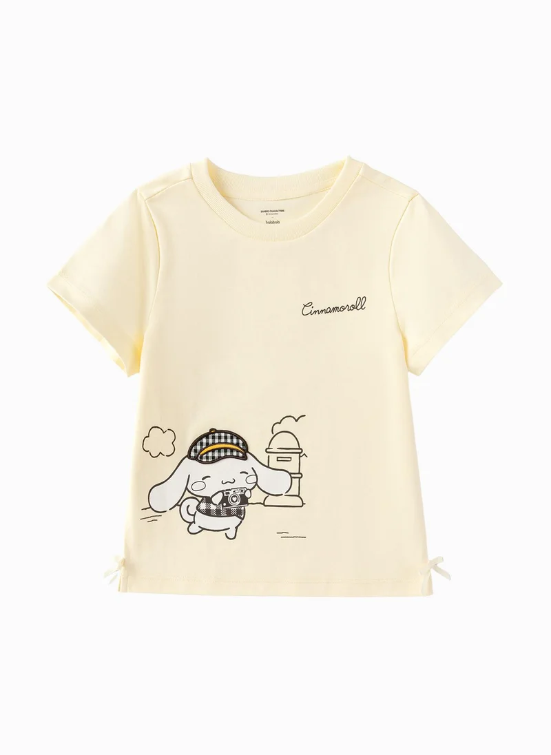 بالابالا Toddler Girls Round v-neck short-sleeved T-shirt