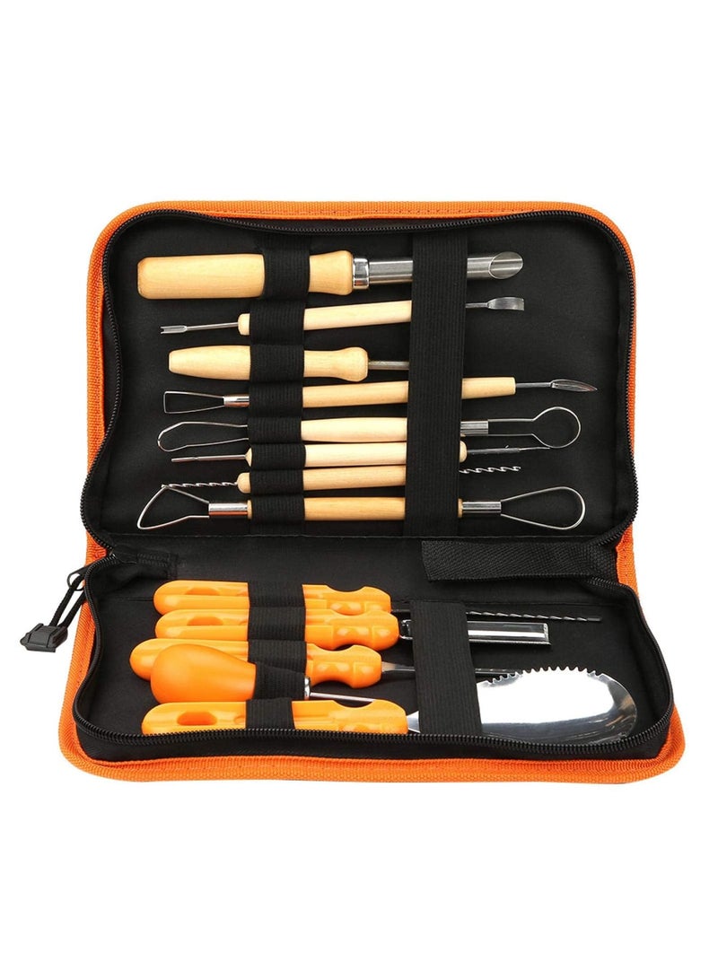 Barakah Pumpkin Carving Kit, 13PCS Sharp Manual Sculpt Halloween Pumpkin Lantern Carving Tools with Storage Bag, Professional Pumpkin Cutting Supplies Kit for Sculpture Experts & Beginners - Image 1