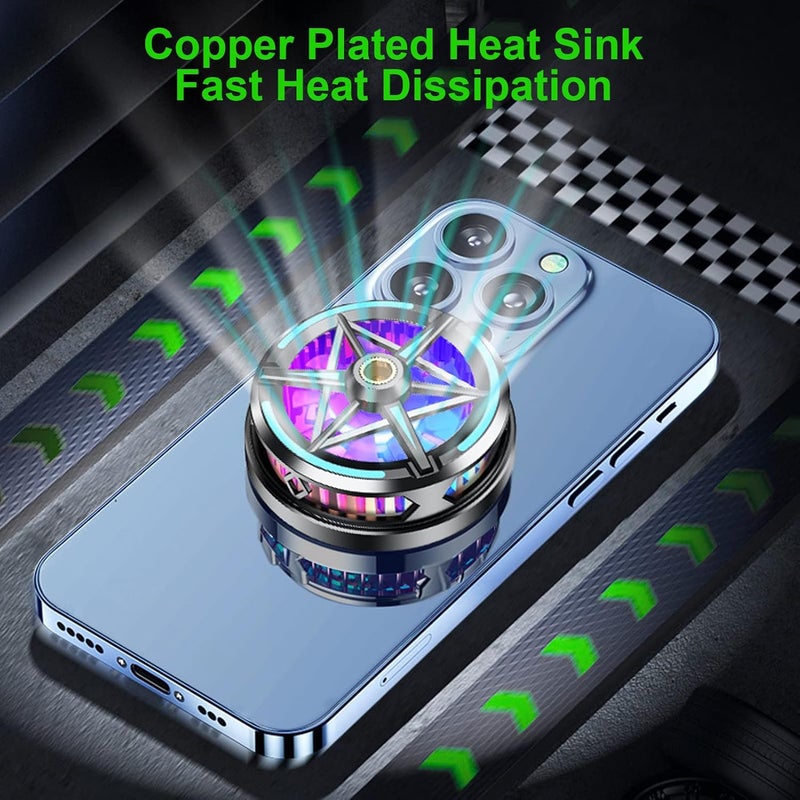 Black Portable Mobile Phone Radiator with Intelligent Temperature Control, Magnetic Semiconductor Cooling Fan for Gaming Live Streaming Outdoor Vlog - Image 3
