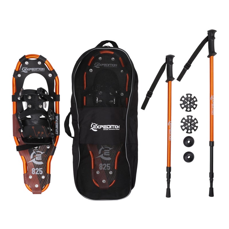 Cascade Mountain Tech Lightweight Aluminum Frame Snowshoes with Dual Ratchet Bindings Nylon Heel Strap HDPE Decking Includes Heavy Duty Carry Bag Available in Adult and Kids Sizes