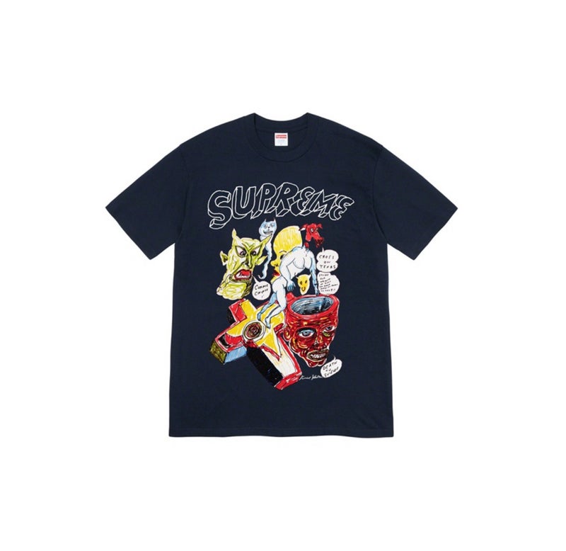 SUPREME 26FW New Trendy SUP American Retro Letter Print All-Match Short Sleeve T-Shirt - Image 1