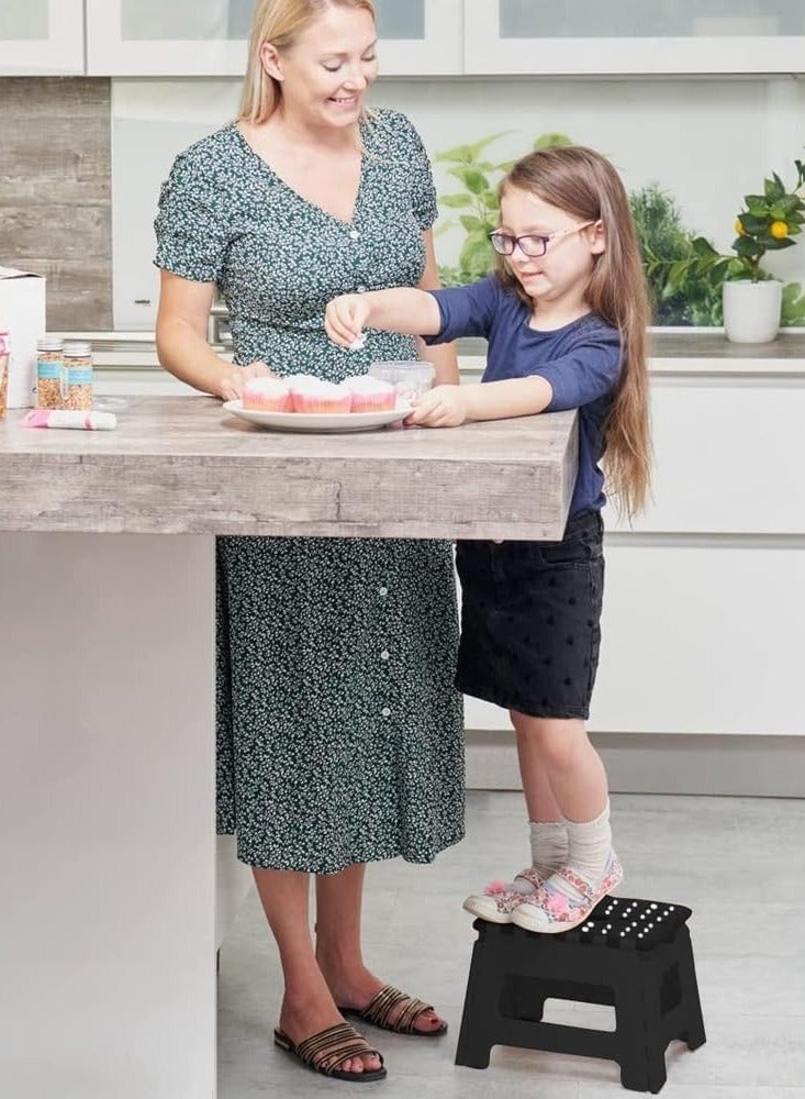 ليموس كرسي متدرج قابل للطي للأطفال | كرسي متدرج | عرض 27.94 سم وارتفاع 20.32 سم، يتحمل حتى وزن 135 كجم | كرسي متدرج بلاستيكي قابل للطي للحمام والحديقة والمطبخ (أسود) - Image 5