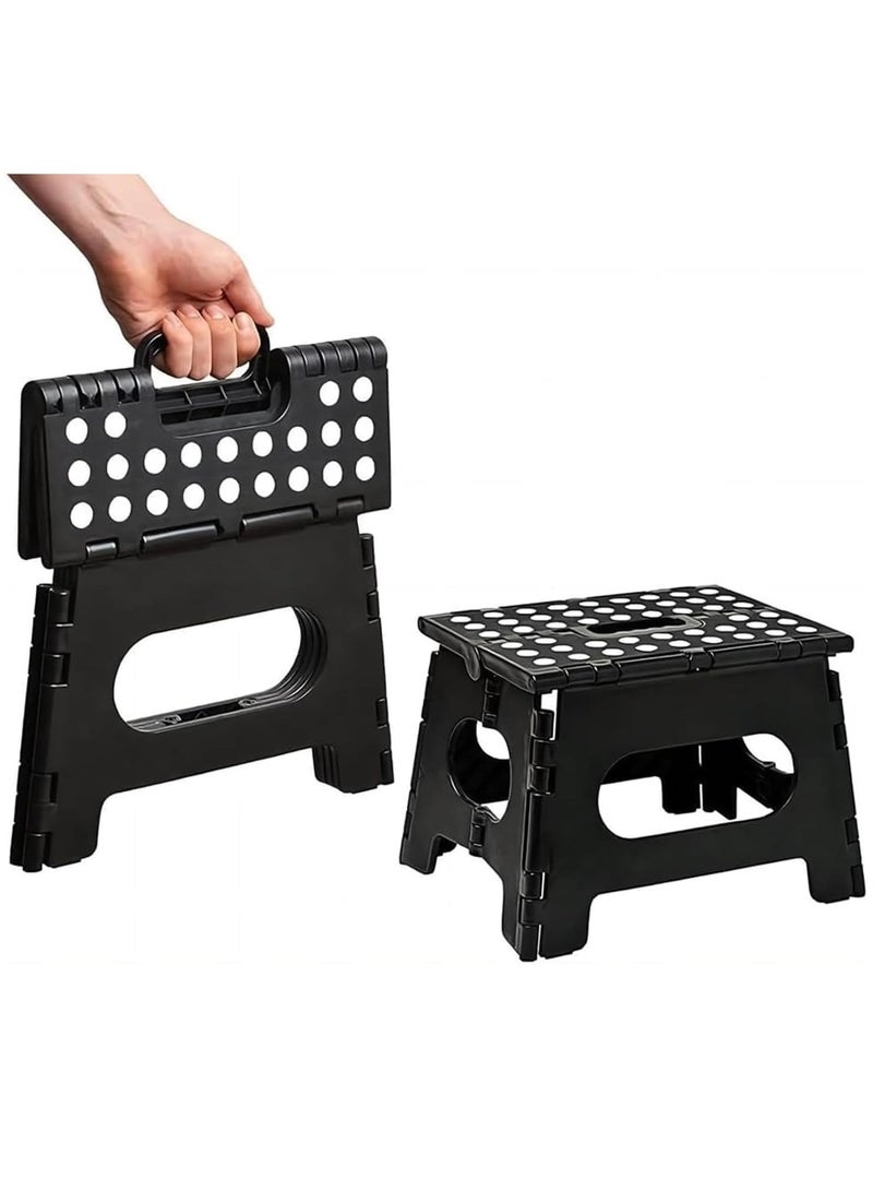 ليموس كرسي متدرج قابل للطي للأطفال | كرسي متدرج | عرض 27.94 سم وارتفاع 20.32 سم، يتحمل حتى وزن 135 كجم | كرسي متدرج بلاستيكي قابل للطي للحمام والحديقة والمطبخ (أسود) - Image 1