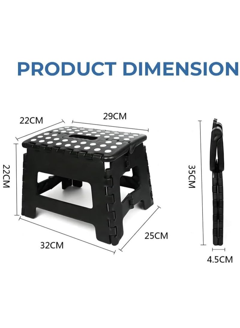 ليموس كرسي متدرج قابل للطي للأطفال | كرسي متدرج | عرض 27.94 سم وارتفاع 20.32 سم، يتحمل حتى وزن 135 كجم | كرسي متدرج بلاستيكي قابل للطي للحمام والحديقة والمطبخ (أسود) - Image 3