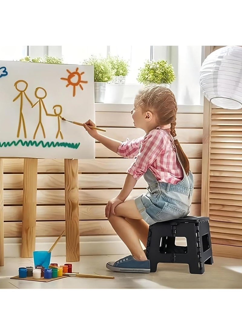 ليموس كرسي متدرج قابل للطي للأطفال | كرسي متدرج | عرض 27.94 سم وارتفاع 20.32 سم، يتحمل حتى وزن 135 كجم | كرسي متدرج بلاستيكي قابل للطي للحمام والحديقة والمطبخ (أسود) - Image 2