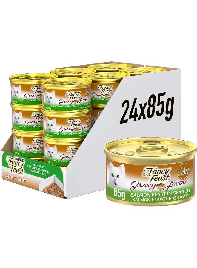 Fancy Feast طعام قطط رطب من فانسى فيست بيورينا بنكهة السلمون 85 جرام (عبوة من 24) - Image 1