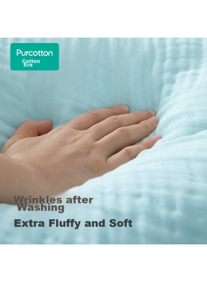 Purcotton Gauze Bath Towel For Home Use, Absorbent, Quick-drying, Skin-friendly, Soft Towel 90*160cm Sky Blue - Image 2