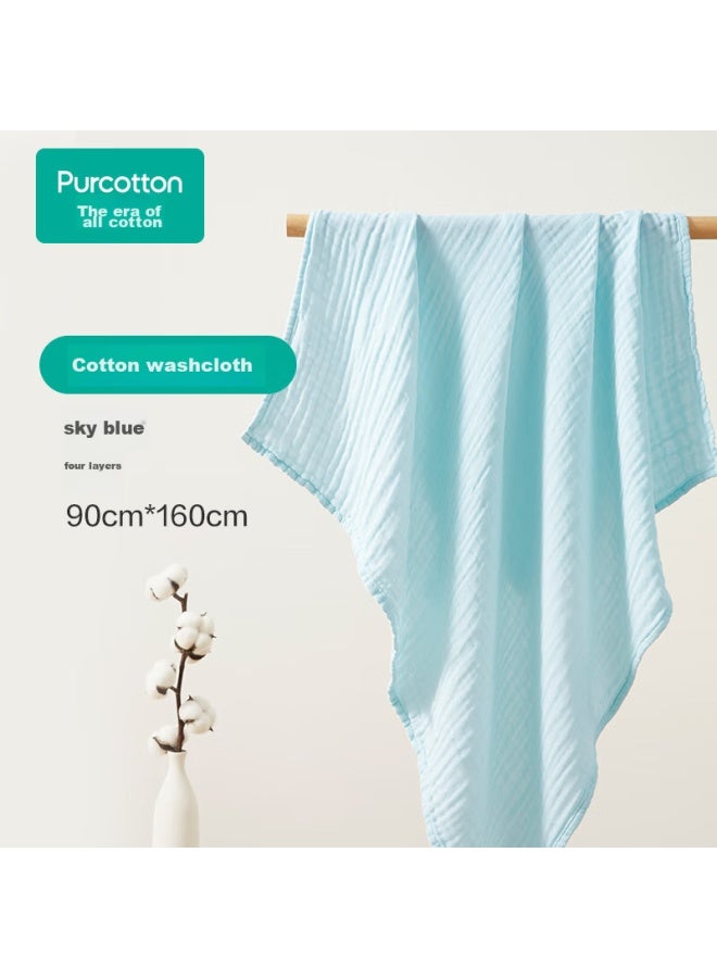 Purcotton Gauze Bath Towel For Home Use, Absorbent, Quick-drying, Skin-friendly, Soft Towel 90*160cm Sky Blue - Image 1
