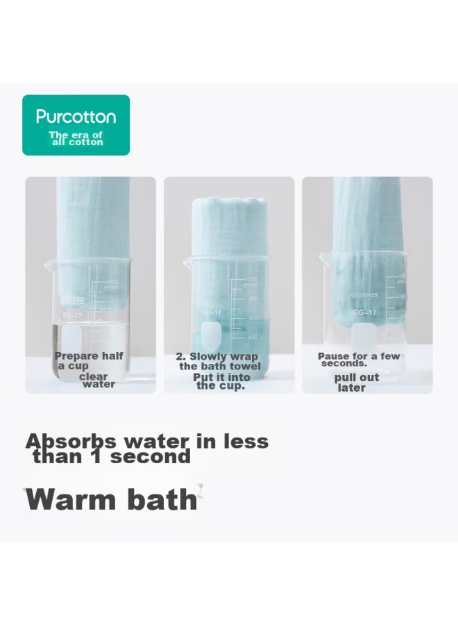 Purcotton Gauze Bath Towel For Home Use, Absorbent, Quick-drying, Skin-friendly, Soft Towel 90*160cm Sky Blue - Image 5