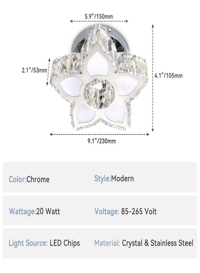 FRIXCHUR Crystal Ceiling Light Modern Mini Chandelier Flower LED Flush Mount Ceiling Light Fixture for Dining Room Bedroom Living Room Small Room (Cool White) - Image 2