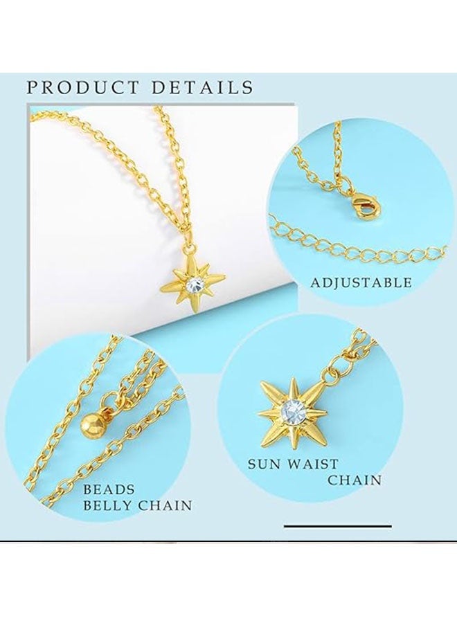 Happy D Layered Beads Waist Chain Gold/Silver Sun Belly Chain Bikini Body Chain Women Adjustable Beach Waist Jewelry Accessories - Image 4