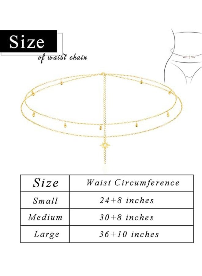 Happy D Layered Beads Waist Chain Gold/Silver Sun Belly Chain Bikini Body Chain Women Adjustable Beach Waist Jewelry Accessories - Image 5